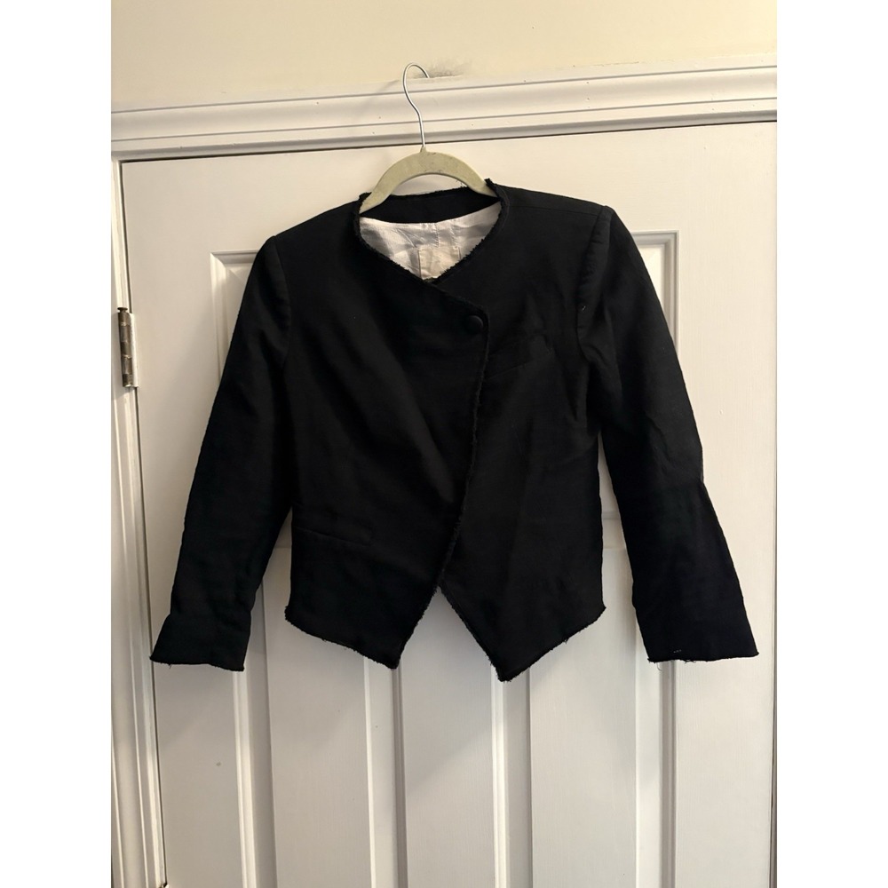 Girl. by Band of Outsiders Cropped Collarless Black Jacket Size 1 Button Closure